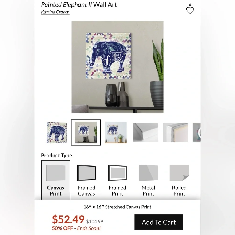 Multicolor Elephant Canvas Print 16